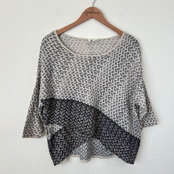 Moth Anthropologie Top Womens Medium Wool Crossfront Asymmetric Beaded Knit M - Picture 1 of 7